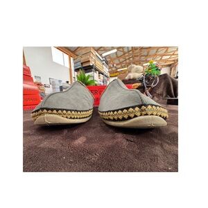 Deer Stags Gray slippers with Black and Gold Trim